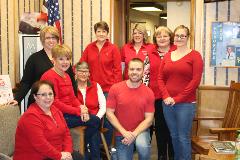 Employees wearing Red